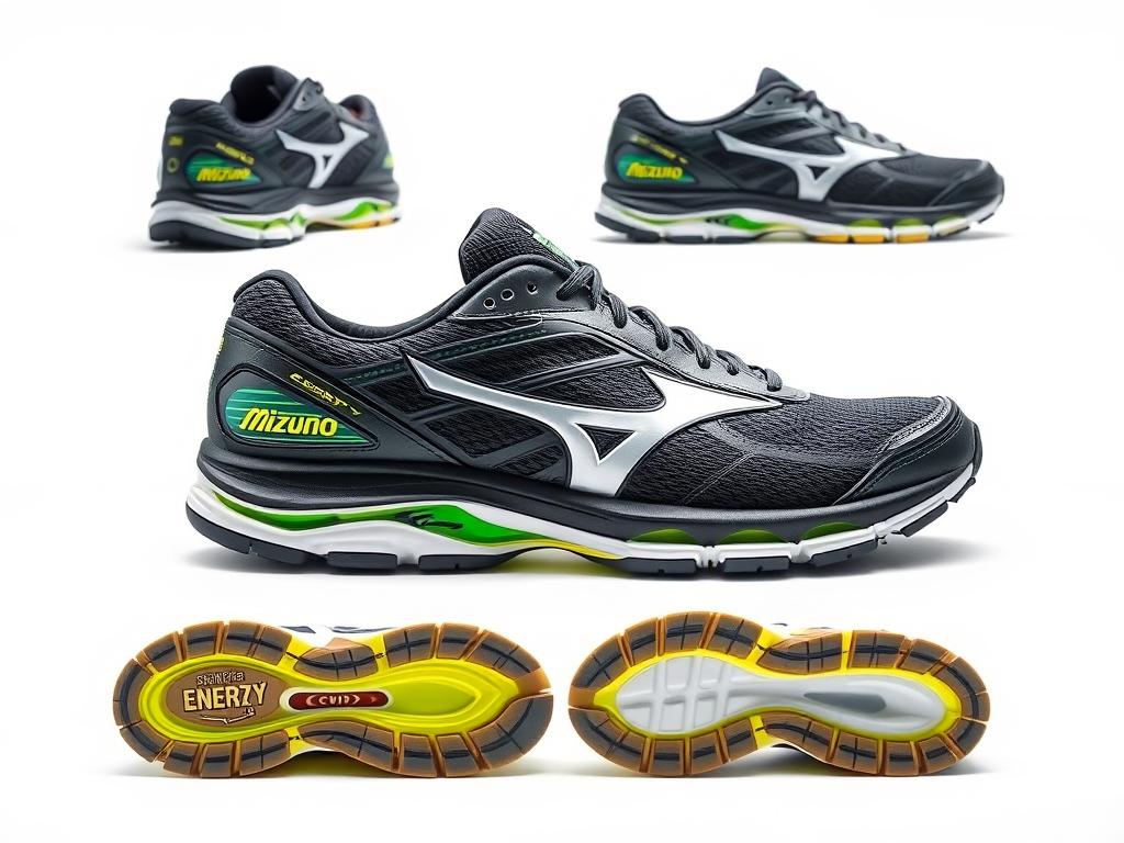 Tênis Mizuno Wave Sky 6 destacando a entressola com tecnologia Enerzy