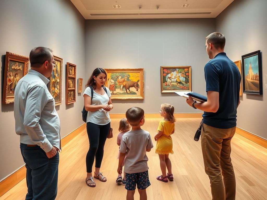 Family exploring art at the Art Gallery of NSW in Sydney