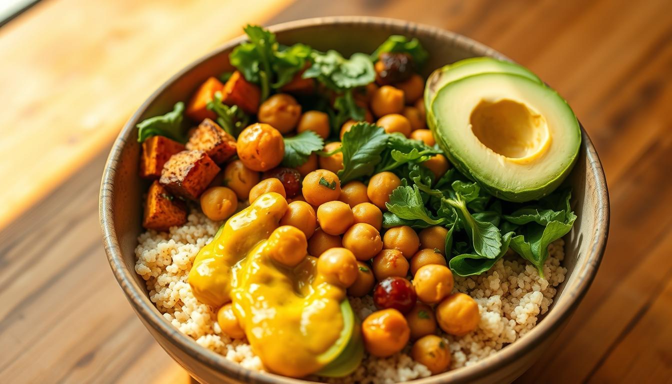 High-Protein Vegetarian Buddha Bowls with Turmeric Tahini