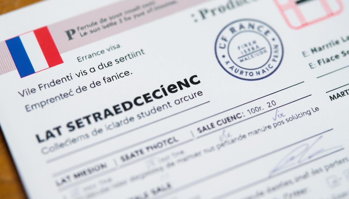 French student visa document with key requirements highlighted