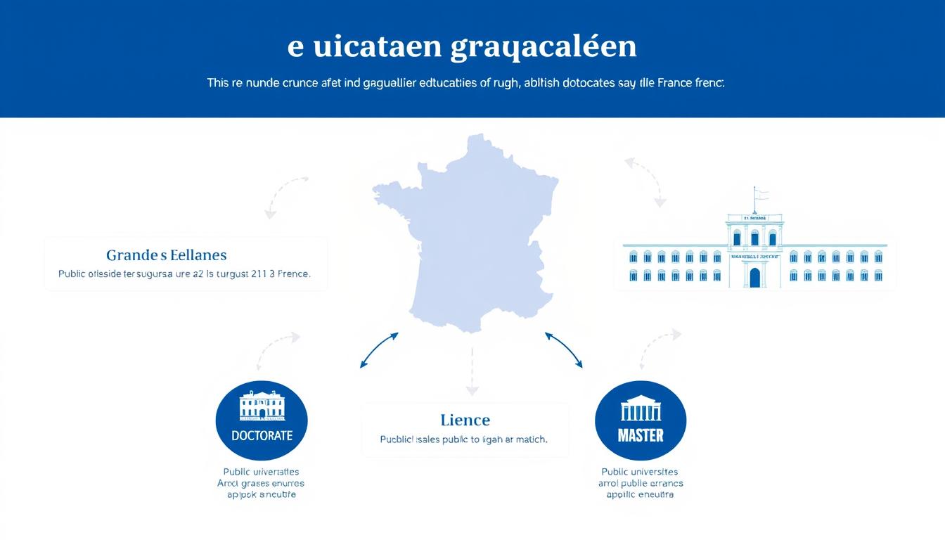 French education system diagram showing the different types of institutions and degree levels in France