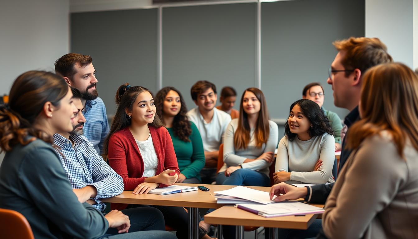 International students in a French language class at a university in France
