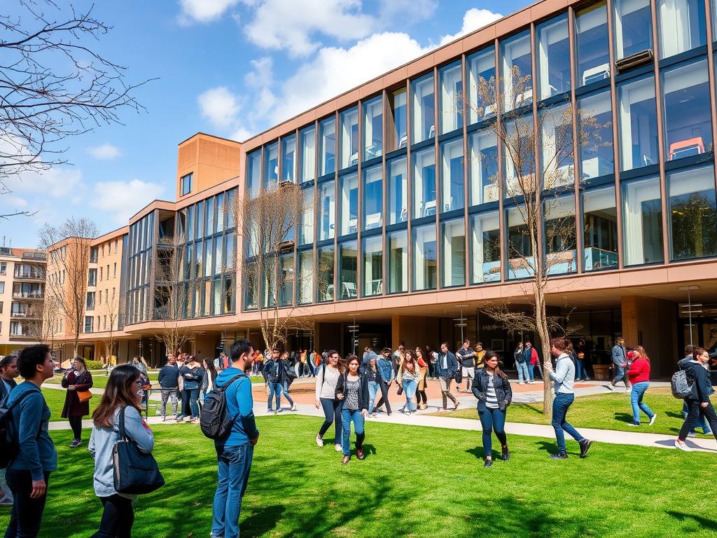 University of Lyon campus showing diverse student body and modern facilities