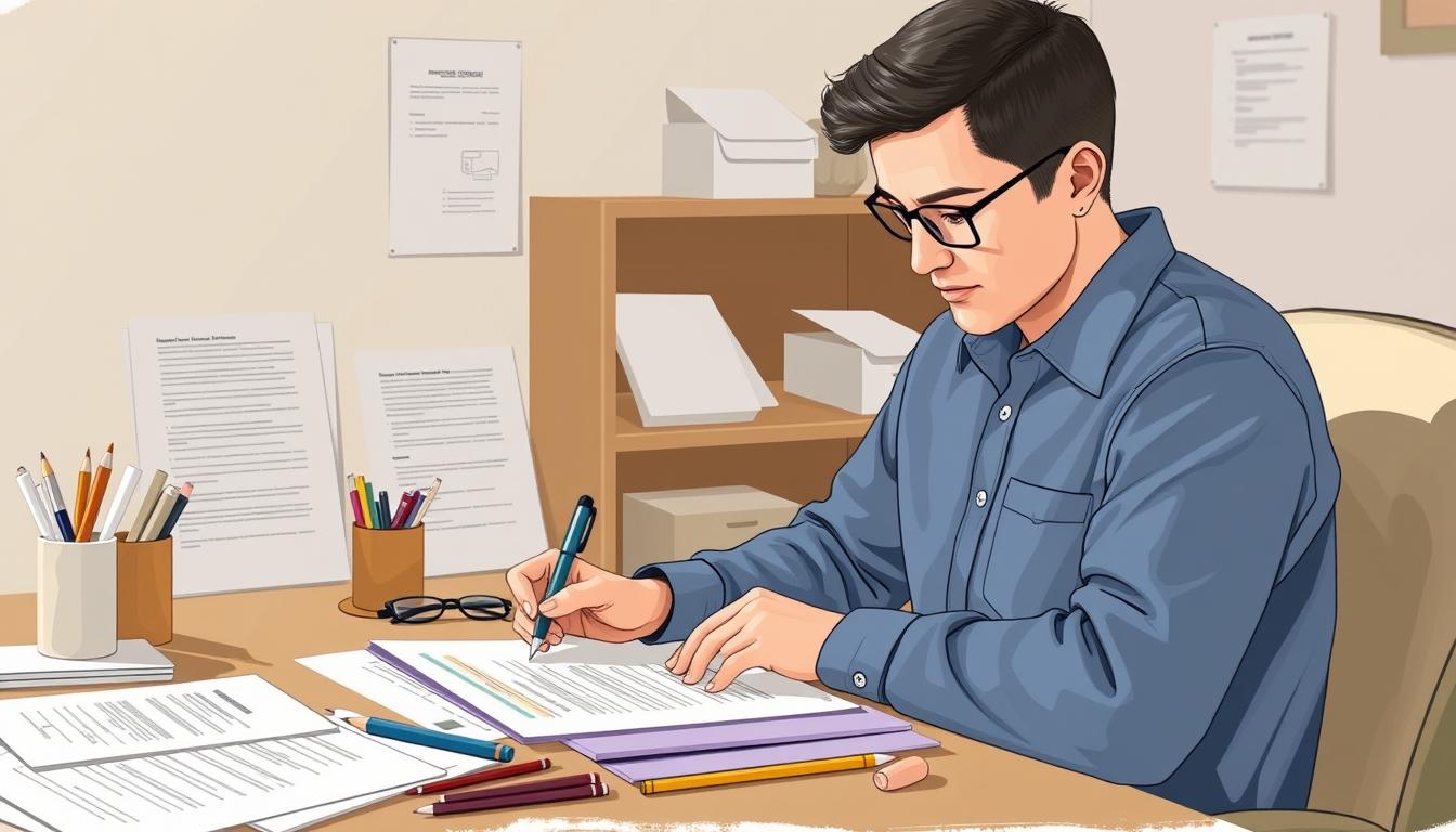 Generate an image of a person filling out a Good Wheels program application form