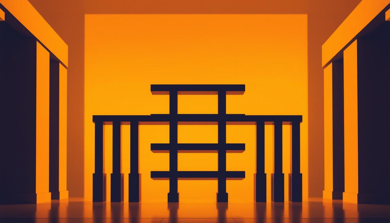 A high-contrast, architectural illustration depicting a series of interlocking bars and columns, representing the distribution of profits between different parties in a financial transaction. The scene is bathed in a warm, amber lighting, creating a sense of depth and solidity. The foreground features clean, geometric shapes with sharp edges, while the background is slightly blurred, emphasizing the focus on the central profit-sharing structure. The overall composition conveys a sense of balance, efficiency, and financial sophistication, reflecting the technical nature of the topic being illustrated.