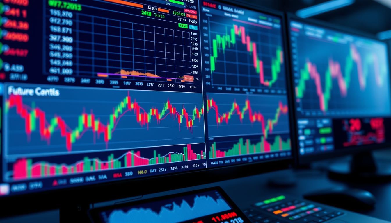 Generate an image of a trading platform with futures contracts being traded.