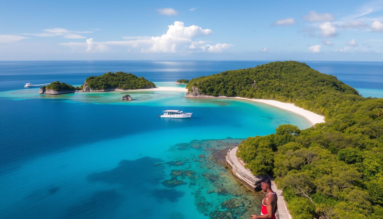 Imagem da Ilha de Porto Belo com suas águas cristalinas e paisagens naturais exuberantes