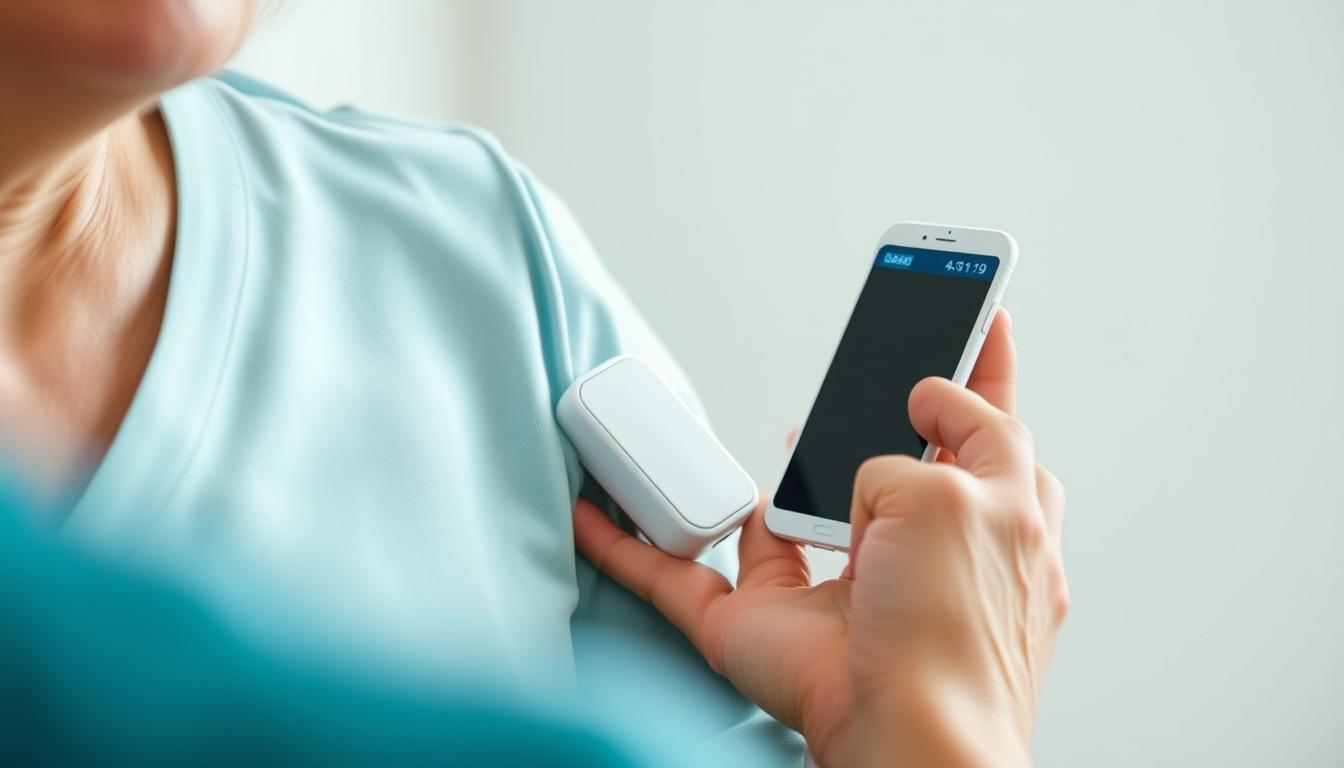 Image of a patient wearing a remote monitoring device