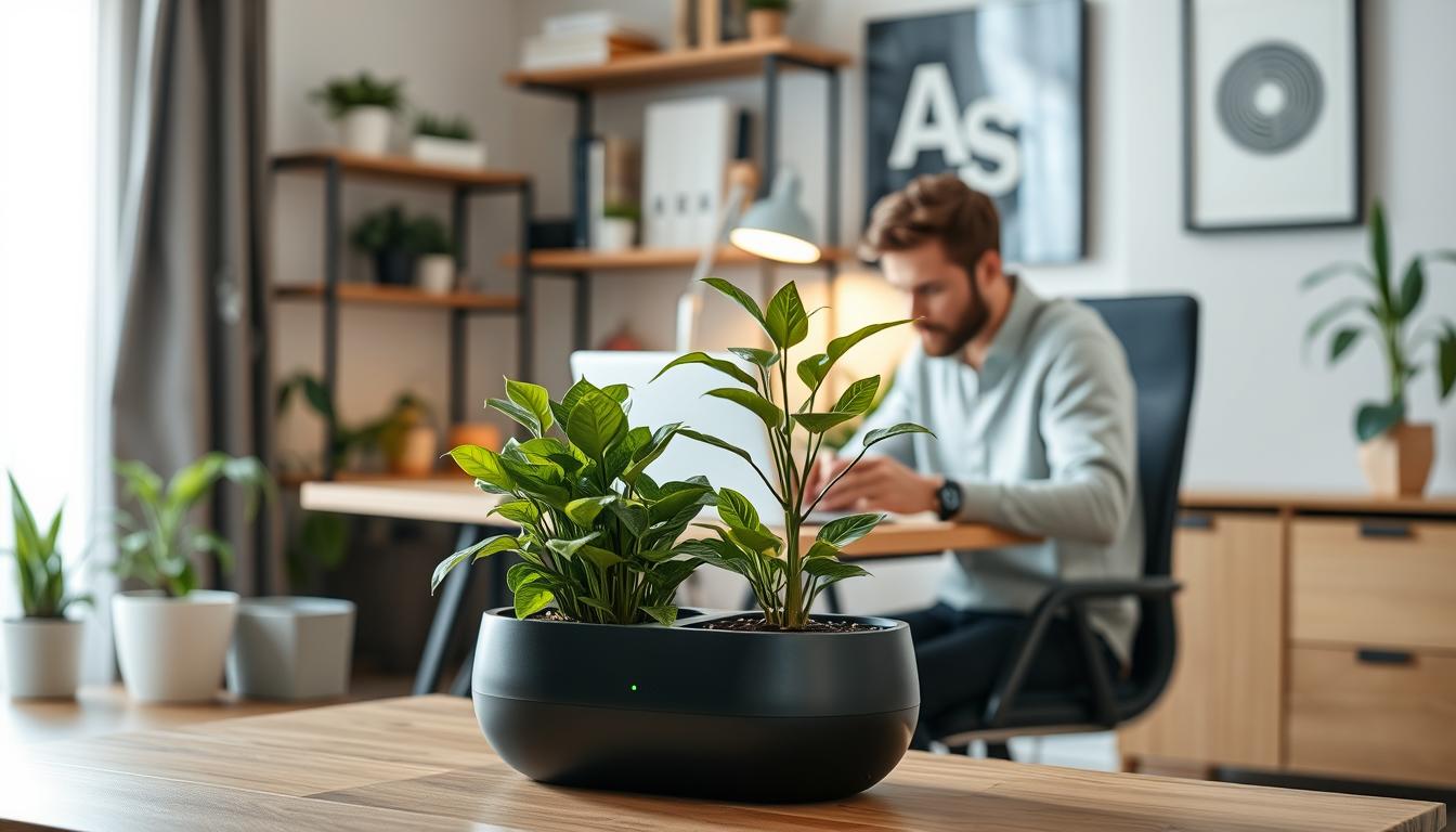 Plantsio Smart Pet Planter interacting with a remote worker