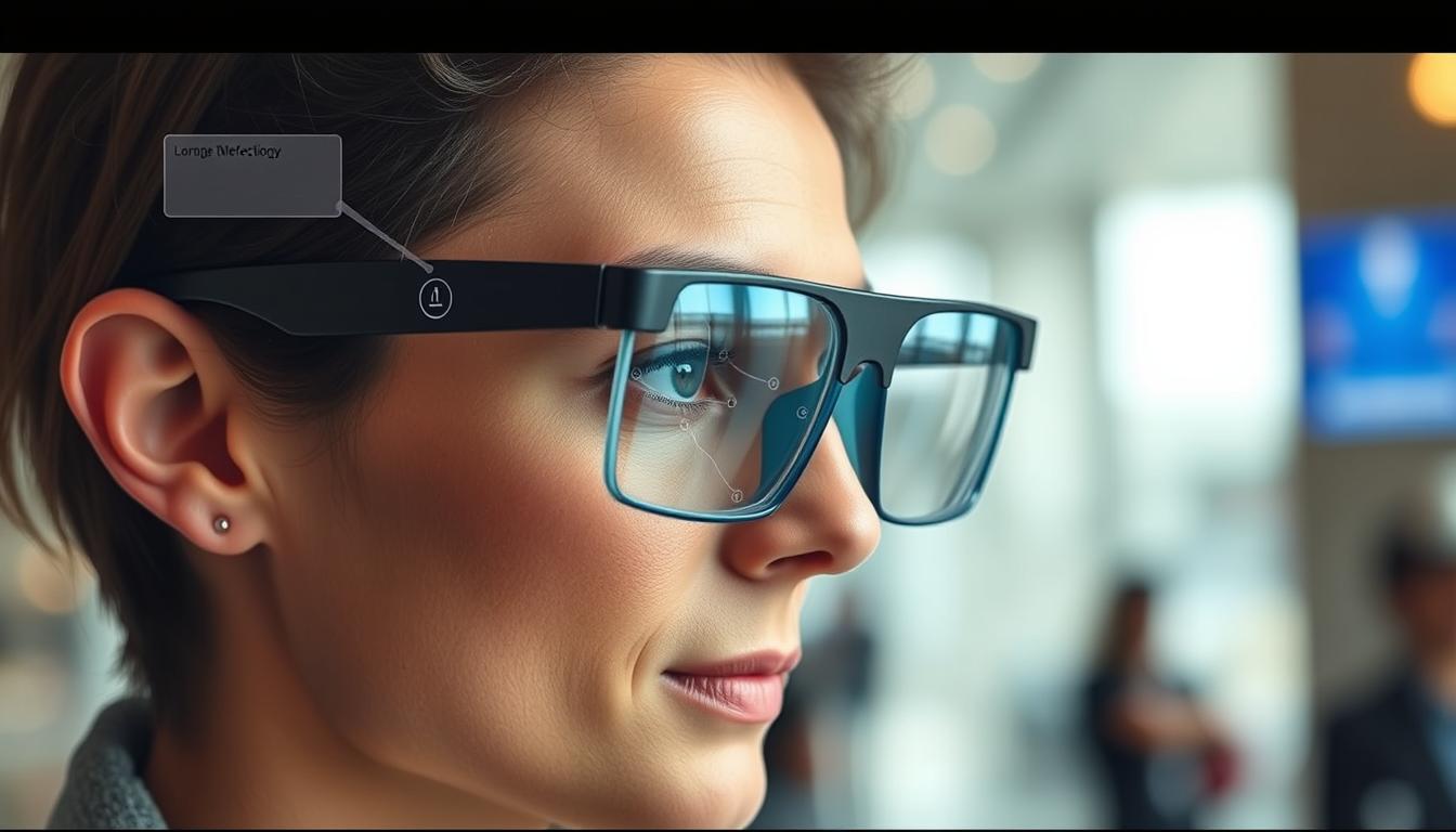 Augmented reality smart glasses from the Top 10 IoT Gadgets 2025 collection overlaying digital information