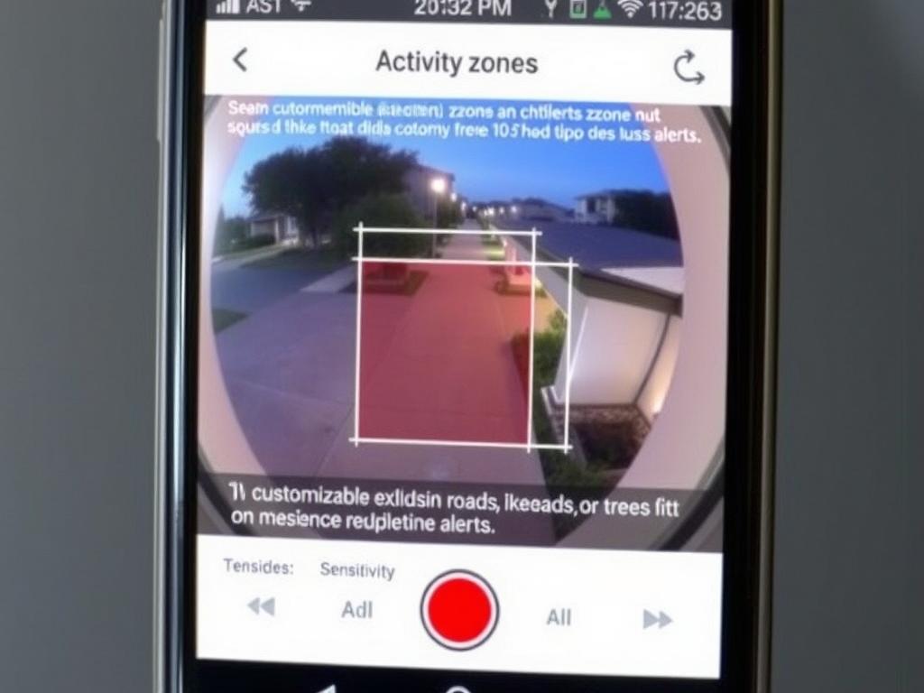 Security camera app showing activity zone configuration to reduce false alerts