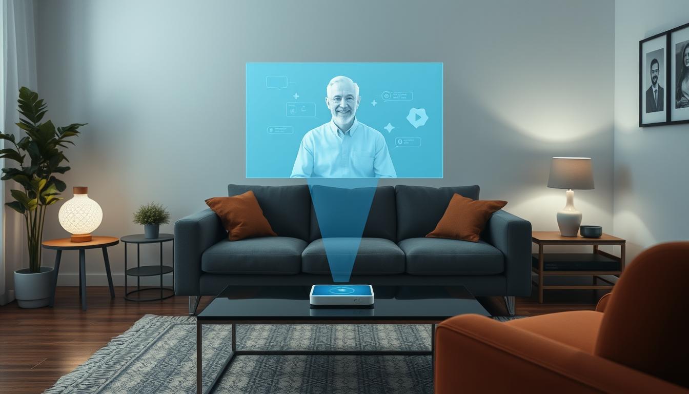 Holographic communication device from the Top 10 IoT Gadgets 2025 list showing a 3D conversation