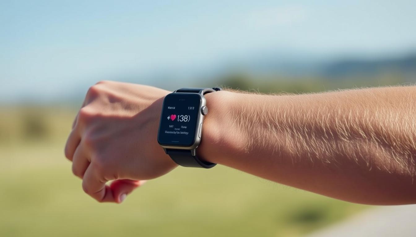Image of a person wearing a heart rate monitoring smartwatch