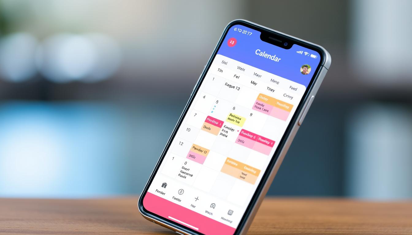 Generate an image of a popular calendar app on a smartphone.
