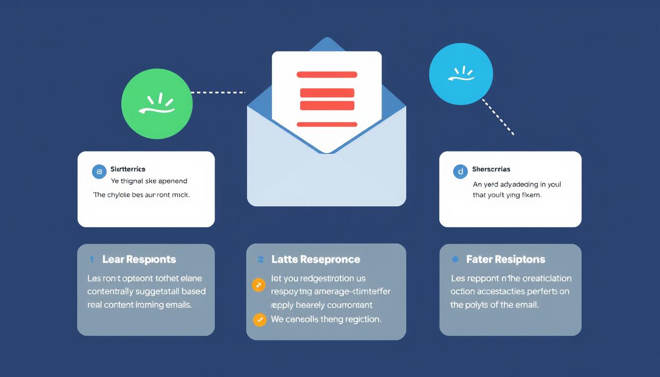 Generate an image showing AI email response templates in action, with suggestions for contextual replies based on incoming email content.
