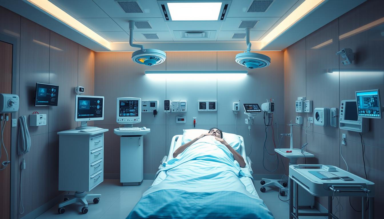 Image of a smart hospital room with IoT-enabled devices