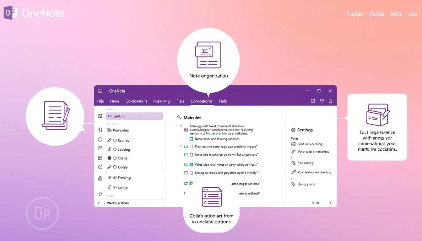 Image of OneNote's interface highlighting its productivity features