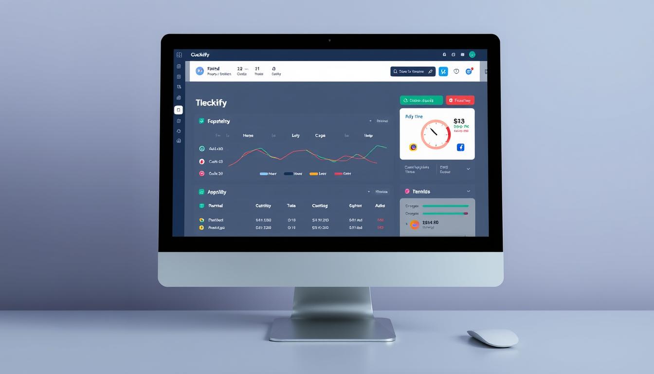 Generate an image of Clockify's time tracking dashboard on a desktop computer.