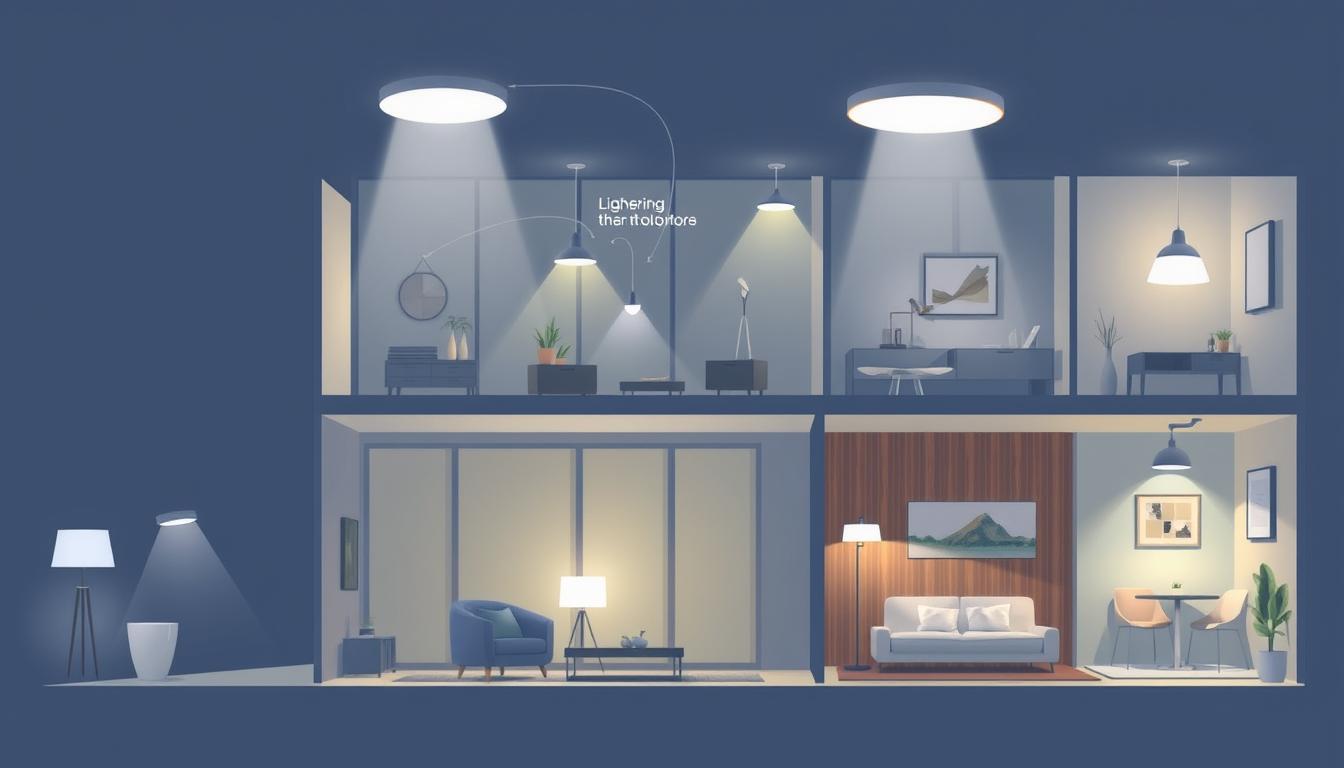 Image of a smart home with various lighting options