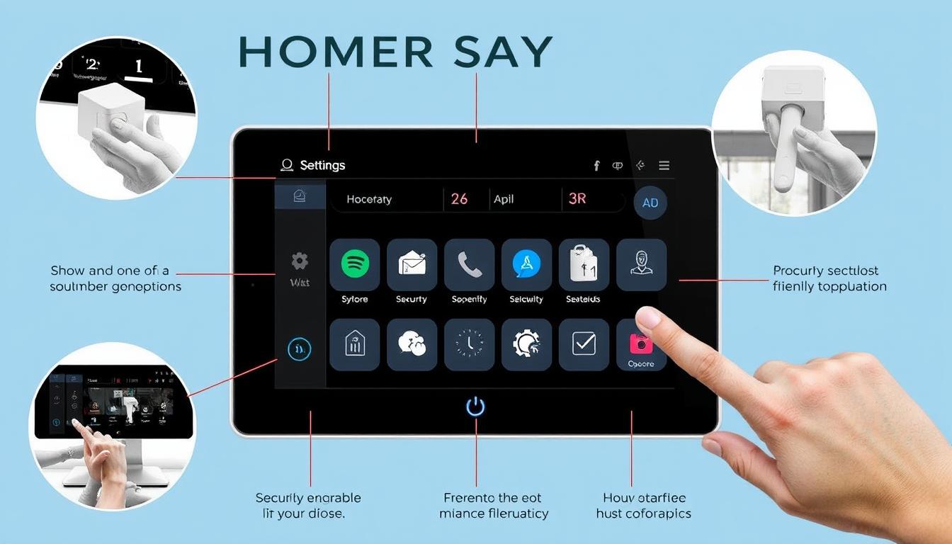 Generate an image of the Cove Home Security System's touchscreen control panel.