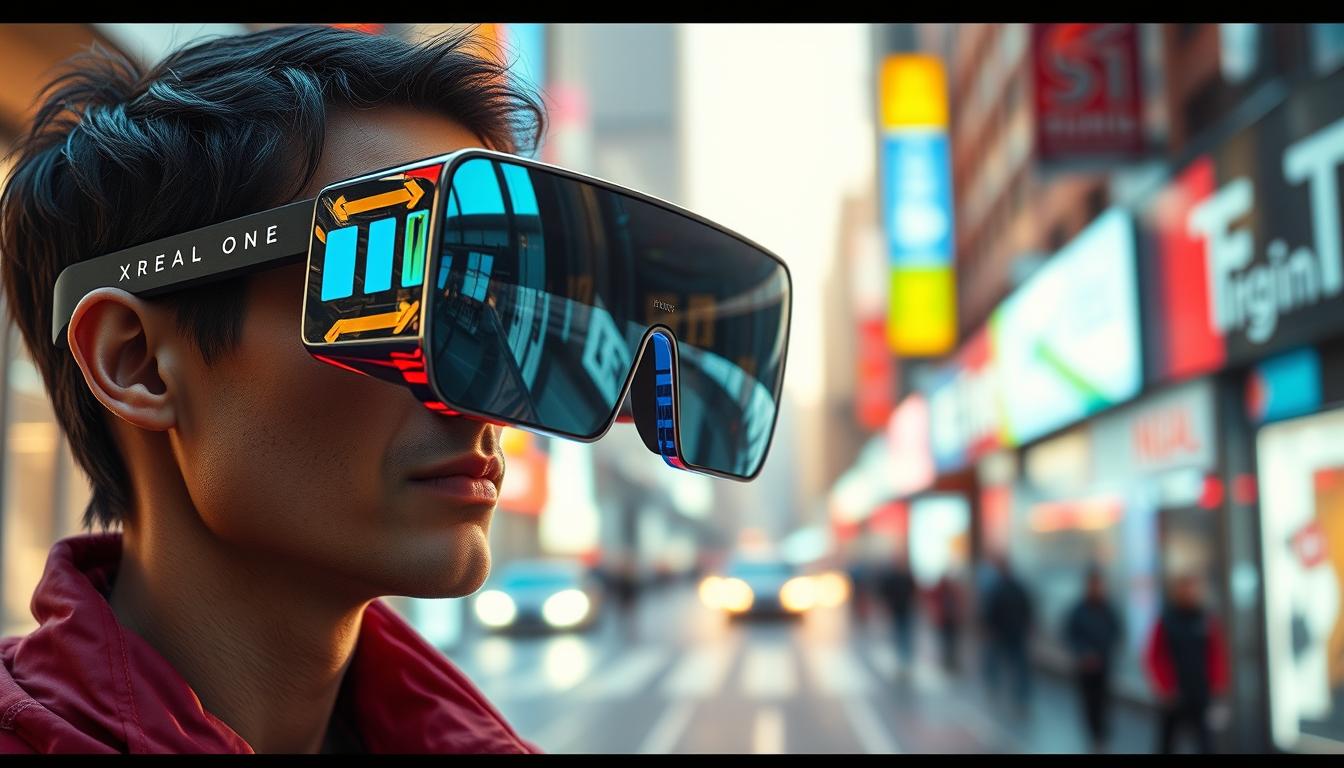 Generate an image of Xreal One AR glasses.