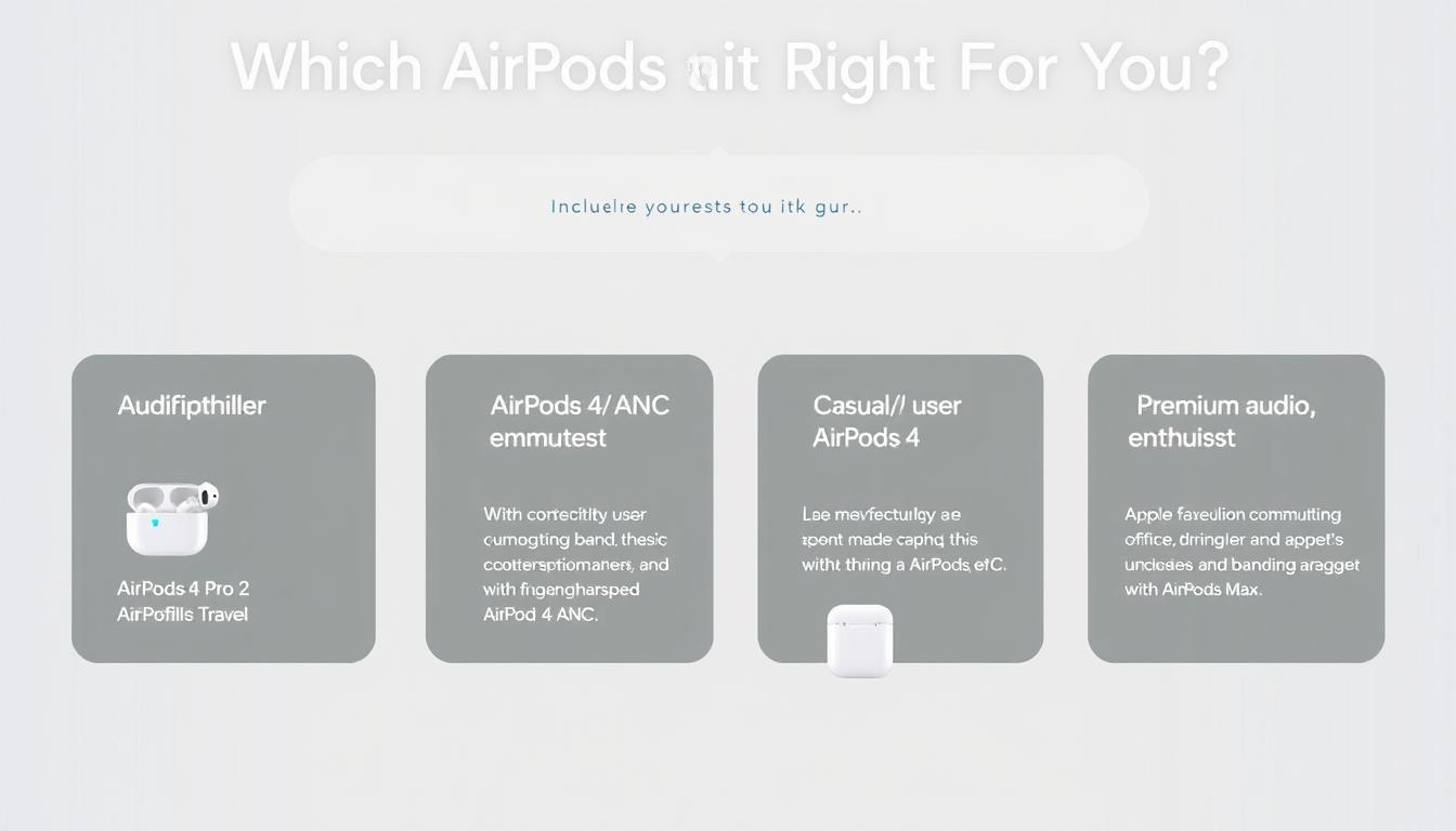 Visual guide showing which AirPods model is best for different user types and scenarios