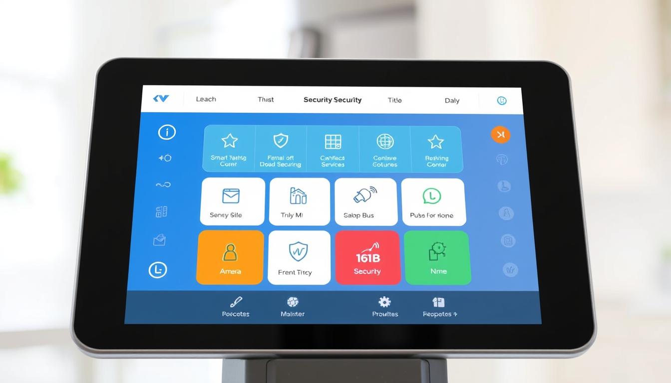 Generate an image of a Vivint Smart Home Security system interface on a touchscreen display.