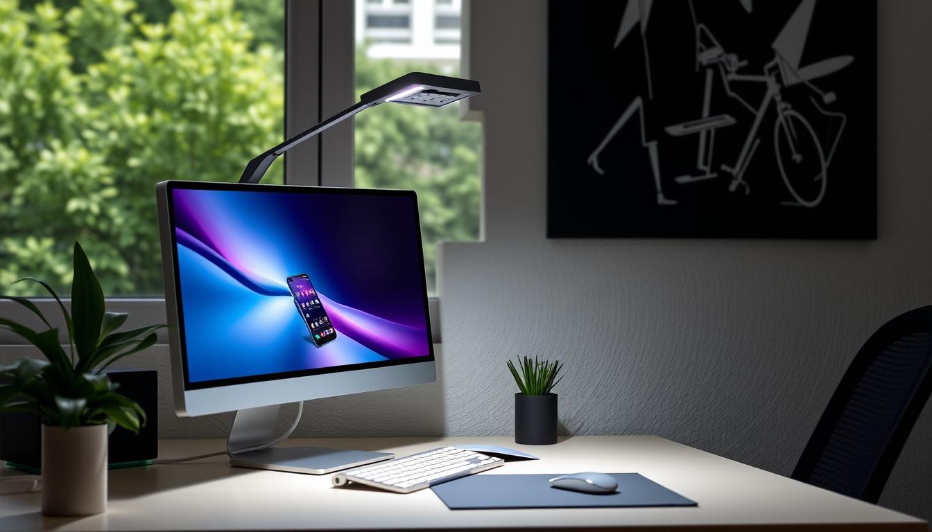Generate an image of BenQ ScreenBar for home office use