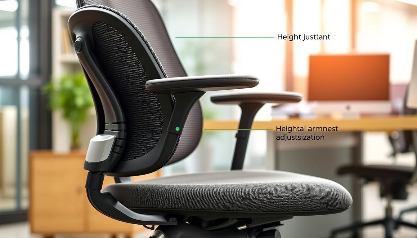 Image of an ergonomic office chair with adjustable features