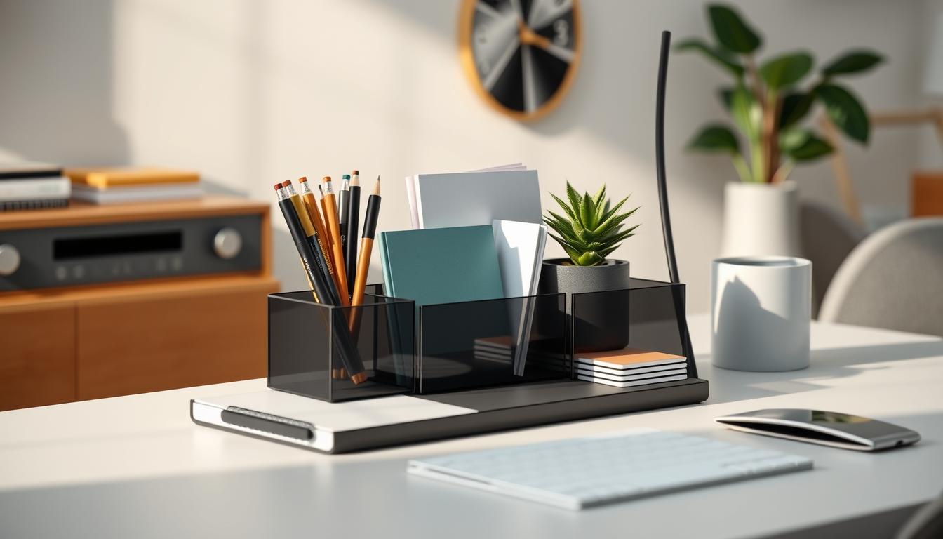Image of a desk organizer on a home office desk