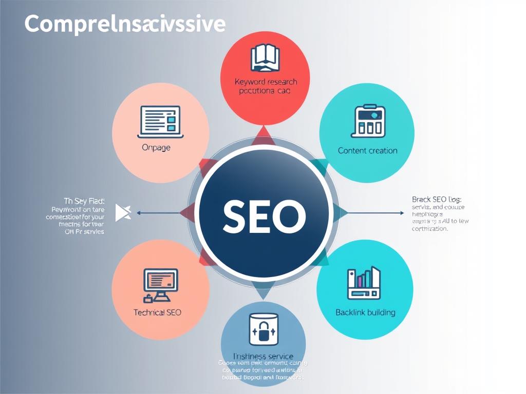 SEO-Dienstleistungen Übersicht mit verschiedenen Optimierungsbereichen