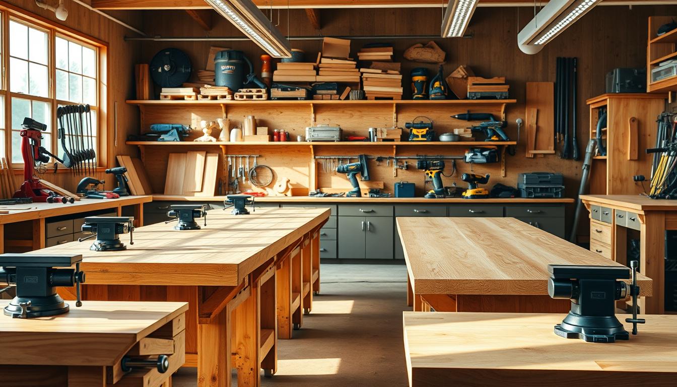 professionelle Hobelbänke in der Werkstatt