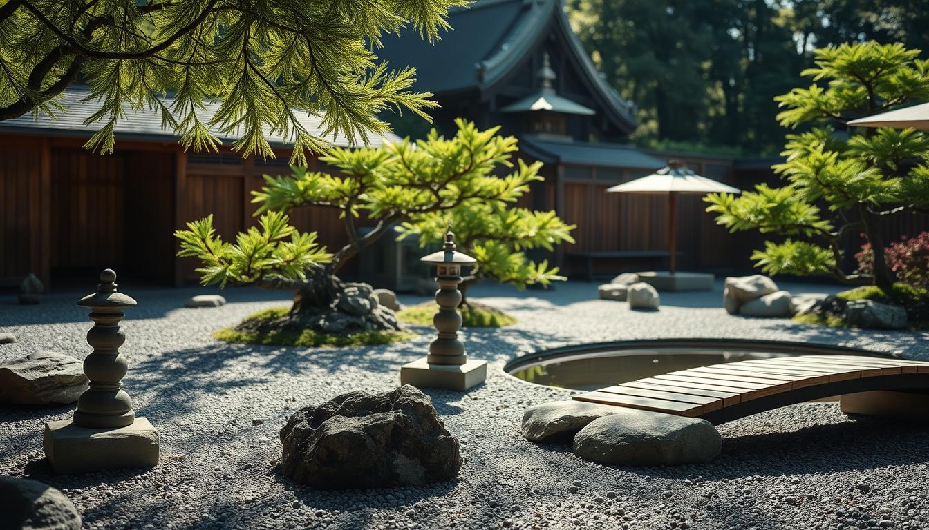 Zen-Garten mit meditativen Elementen