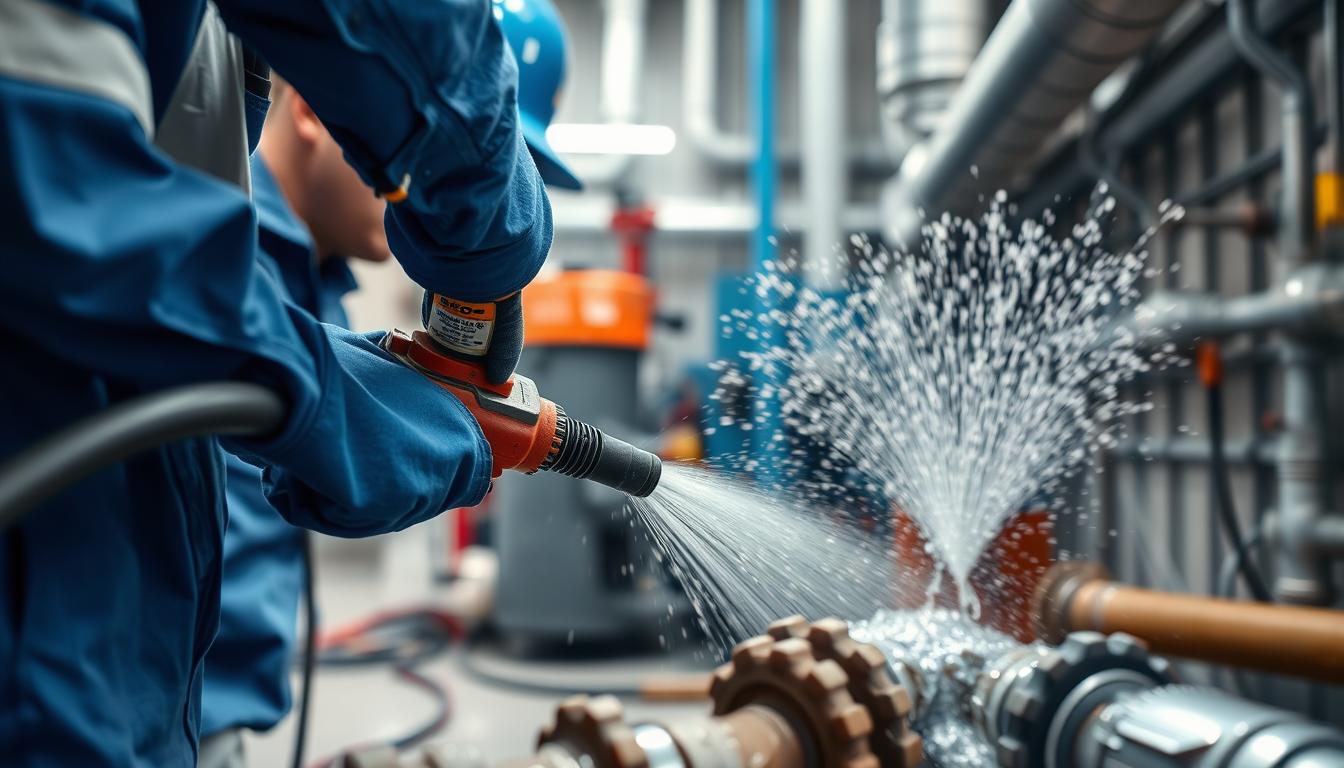 Professionelle Rohrreinigung mit Hochdruckspülung zur Beseitigung von Ablagerungen