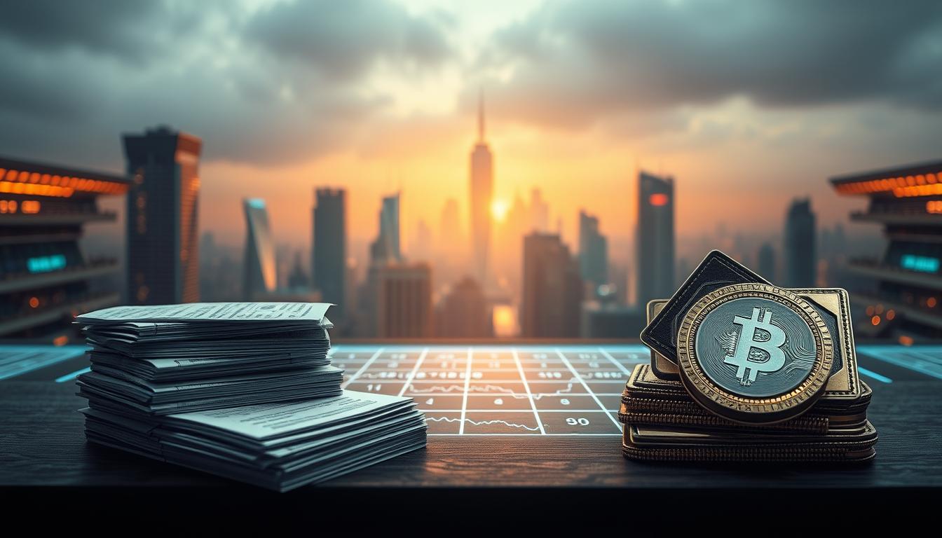 A detailed comparison of traditional betting points and alternative points, showcased in a visually striking manner. In the foreground, two stacks of betting slips and cryptocurrency wallets, symbolizing the contrast between conventional and emerging financial instruments. The middle ground features a holographic grid displaying real-time data, highlighting the analytical capabilities of alt points. The background depicts a futuristic cityscape, bathed in a warm, golden glow, suggesting the potential of alt points to transform the financial landscape. The scene is captured through a wide-angle lens, emphasizing the scale and significance of the subject matter. Subtle backlighting and a shallow depth of field create a sense of depth and drama, inviting the viewer to immerse themselves in the comparative analysis.
