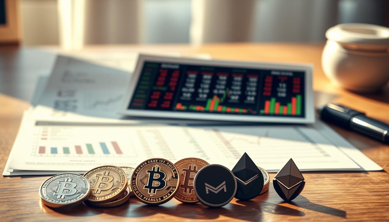 A well-lit, high-definition photograph of a betting portfolio with various investment options and financial instruments, including stocks, bonds, and currencies. The portfolio is placed on a wooden desk alongside an array of alt points, such as Bitcoin, Ethereum, and other cryptocurrencies, each represented by their distinctive symbols or logos. The alt points are positioned in the foreground, casting subtle shadows and highlighting their impact on the portfolio's overall performance. The background is softly blurred, creating a sense of depth and focus on the central elements. The lighting is warm and natural, reflecting the thoughtful and analytical nature of the subject matter.