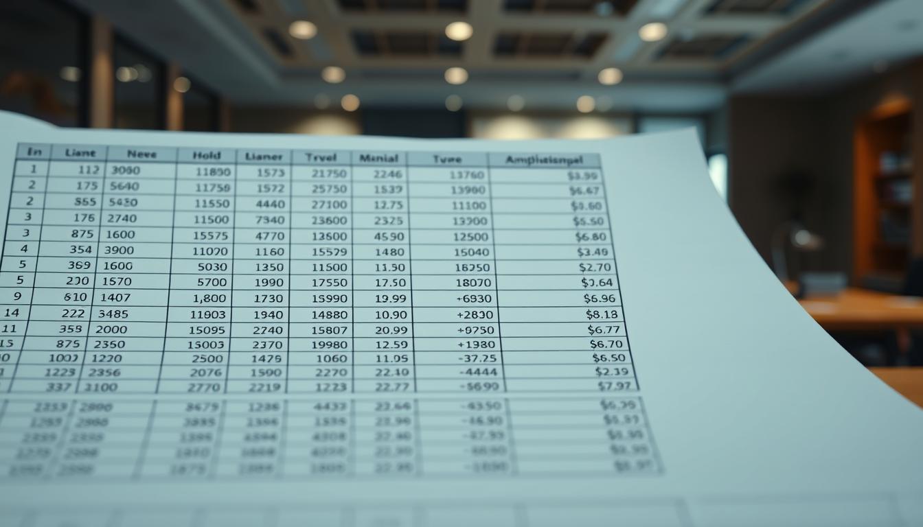 A detailed spreadsheet displaying the calculations for hold percentage in a sportsbook. The foreground shows a well-organized data table with clear column headers, precise numerical values, and formulas. The middle ground features a minimalist yet elegant user interface, with clean lines and a muted color palette that complements the data. The background showcases a serene, out-of-focus environment, suggesting a professional office setting with subtle lighting and a sense of tranquility. The overall tone conveys a balance of technical precision and visual clarity, reflecting the nuanced mechanics of hold calculation in the sports betting industry.