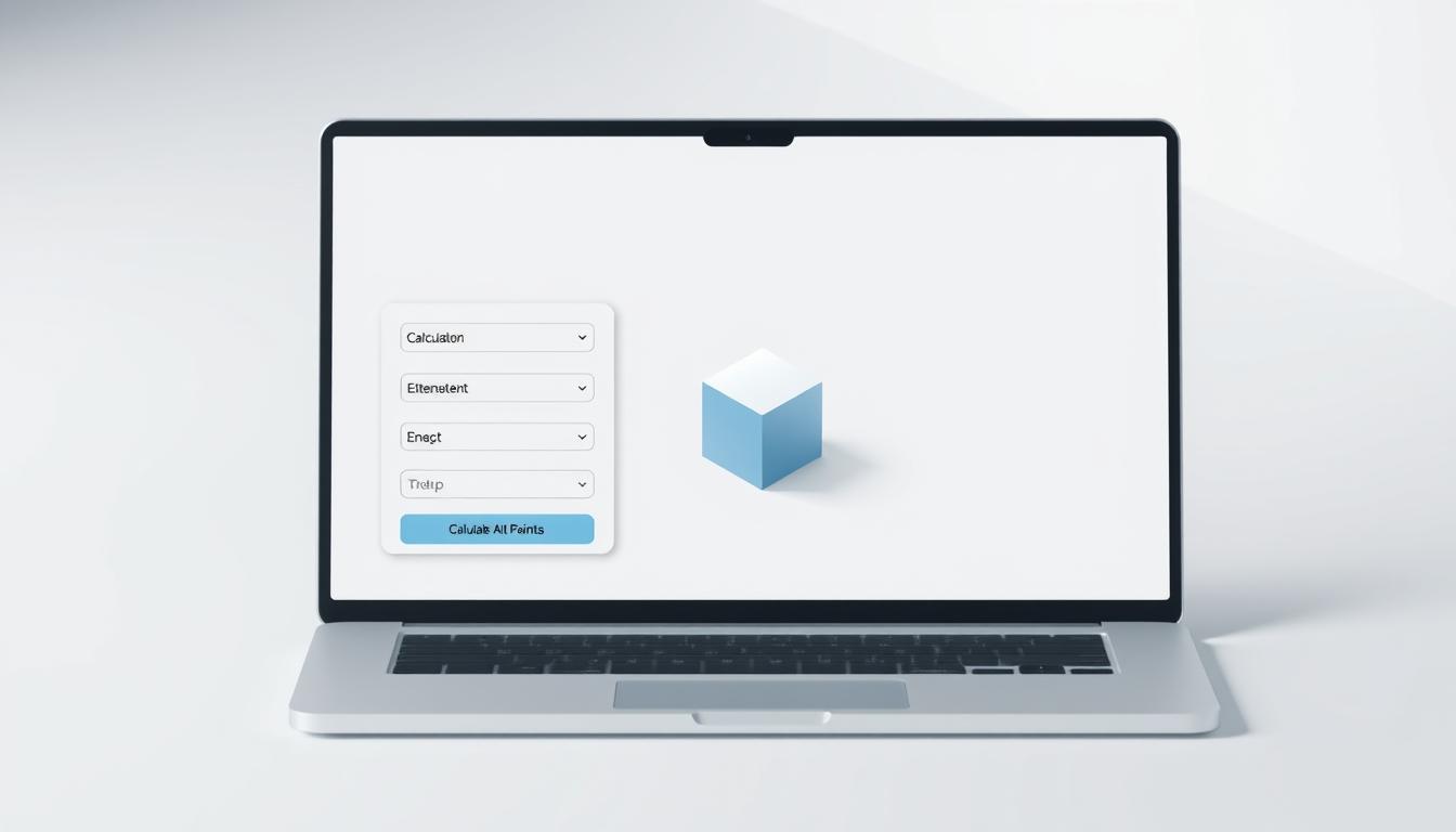 A minimalist, isometric illustration depicting the process of calculating "alt points" or alternative text for images. In the foreground, a laptop or computer screen displays a simple interface with a calculator, input fields, and a prominent "Calculate Alt Points" button. The middle ground features a 3D geometric shape, such as a cube or sphere, representing the image file. The background is a clean, uncluttered space with soft, indirect lighting, conveying a sense of focus and clarity. The overall composition emphasizes the key steps involved in determining appropriate alternative text, showcasing the importance of this accessibility feature.