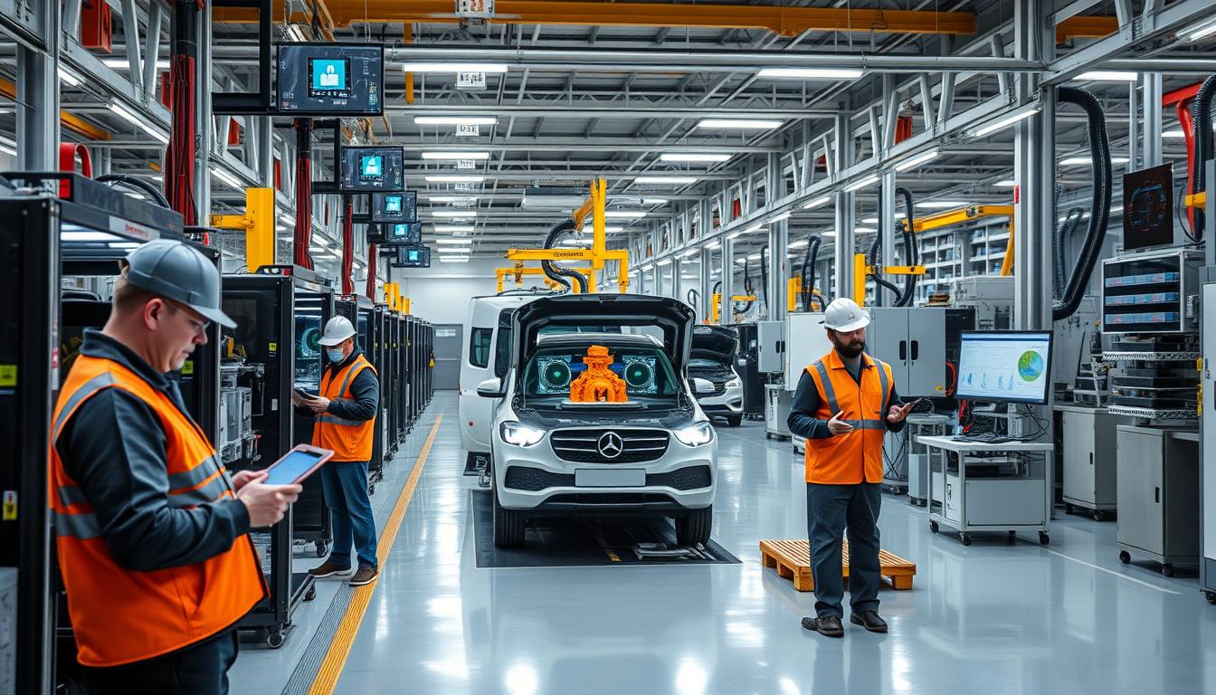 Automotive manufacturing facility using smart manufacturing software for production optimization