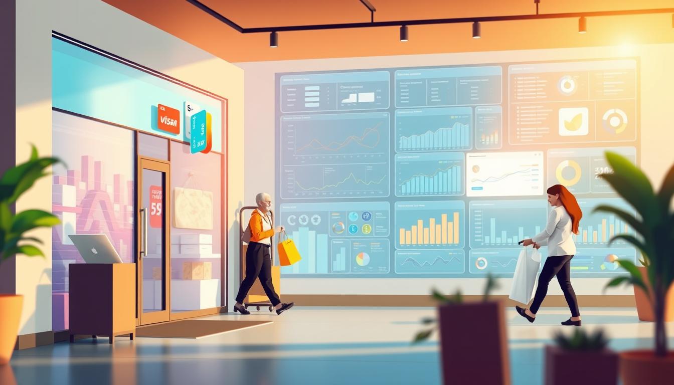 A vibrant, photorealistic digital illustration showcasing the benefits of integrating finance into online retail. In the foreground, a modern e-commerce storefront with sleek, minimalist design. The middle ground features various payment methods - digital wallets, credit cards, and mobile transactions - seamlessly integrated into the shopping experience. In the background, data visualizations and financial analytics dashboards, highlighting the insights and efficiencies gained from embedded finance solutions. Warm, natural lighting casts a sense of approachability, while the composition conveys a harmonious blend of technology, convenience, and financial empowerment for online shoppers.