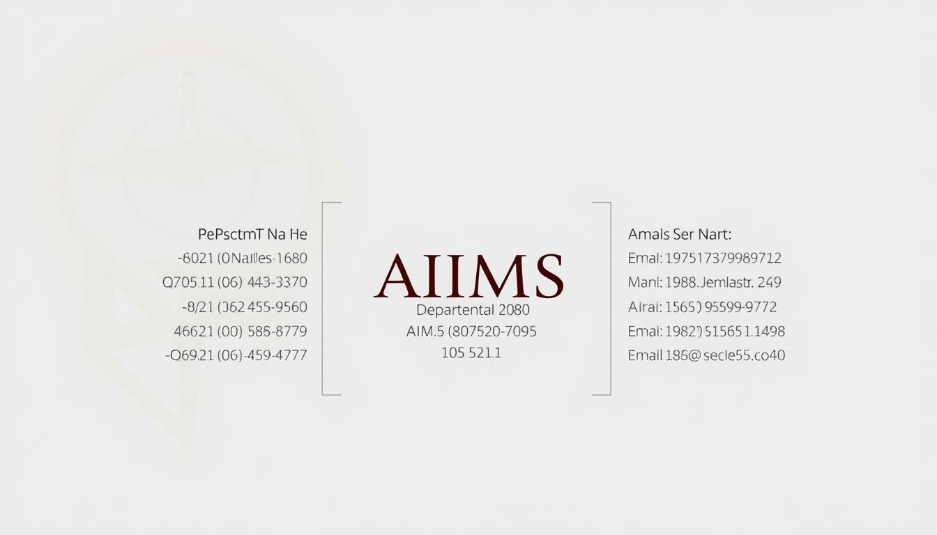 An elegant, minimalist graphic illustration showcasing the departmental contact details of AIIMS Raebareli. In the foreground, a clean, sans-serif typography artfully arranges the key information - department names, contact numbers, and email addresses, against a neutral background. The middle ground features subtle, muted geometric shapes or patterns that gently frame and accentuate the text, evoking a sense of order and professionalism. The background is a soft, calming gradient, with subtle lighting from the top left, casting a gentle shadow and depth. The overall tone is one of clarity, organization, and institutional authority, befitting the prestigious AIIMS brand.