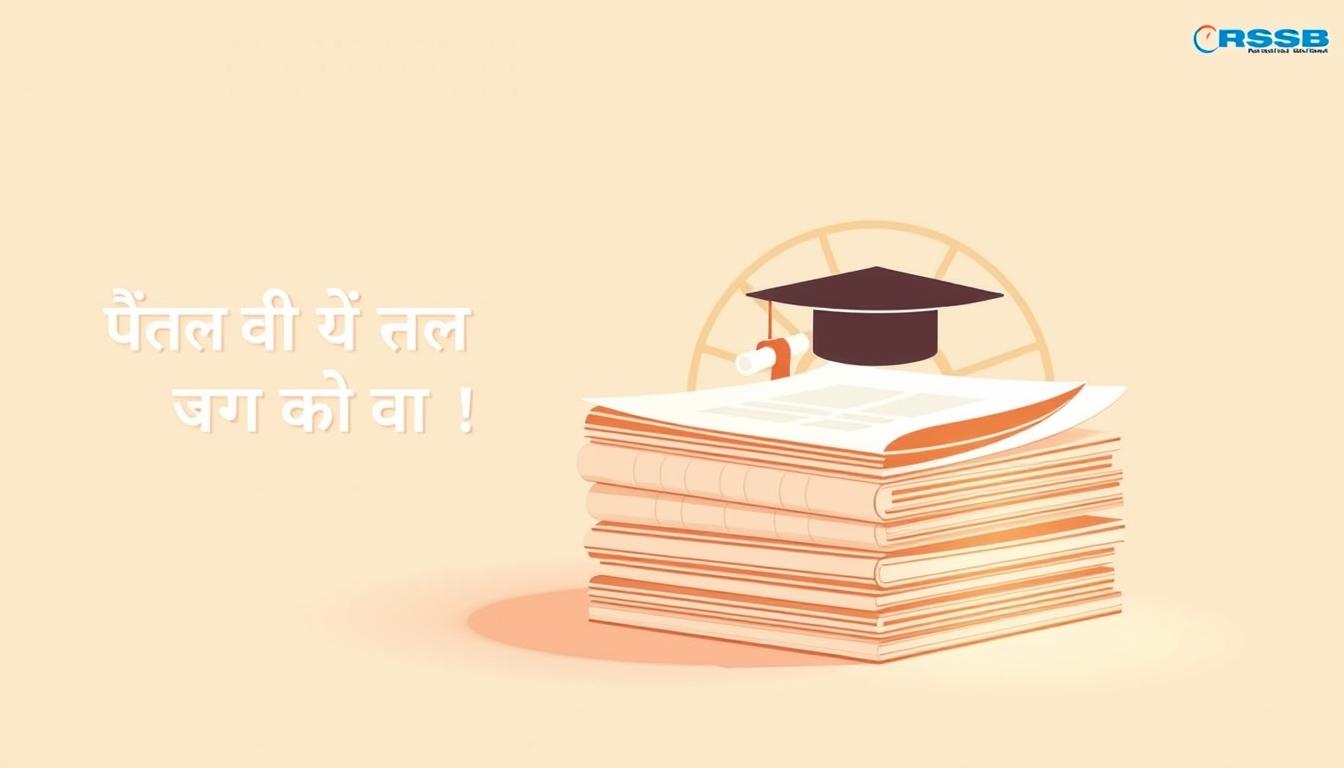 An elegant, minimalist illustration showcasing the "शैक्षणिक योग्यता एवं पात्रता मानदंड" for the RSSB VDO recruitment process. A warm, neutral color palette, with soft lighting that casts a gentle glow on the key elements. In the foreground, a stack of official-looking documents, their edges crisp and pages slightly curled, symbolizing the application criteria. Behind them, a stylized graphic representation of a graduation cap and diploma, representing the educational qualifications. In the background, a subtle pattern of geometric shapes, evoking a sense of structure and organization. The overall composition conveys a tone of professionalism, clarity, and attention to detail, befitting the seriousness of the recruitment process.