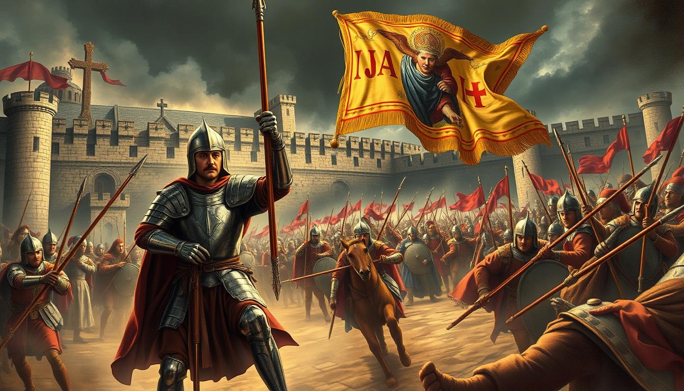 Joan of Arc leading French forces at the Siege of Orléans