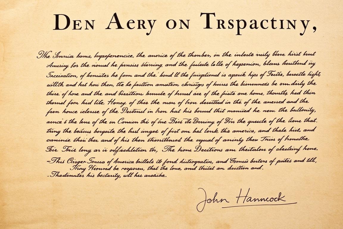Original Declaration of Independence document representing America's founding document in the fight against British rule