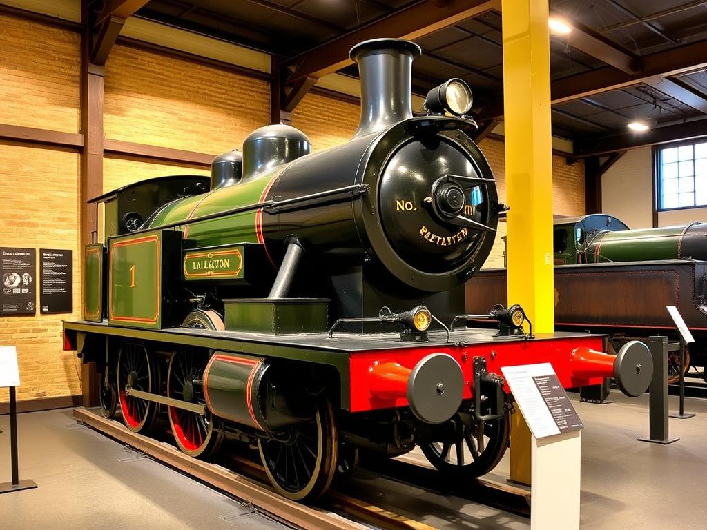 The preserved Locomotion No. 1 on display at the Darlington Railway Centre and Museum