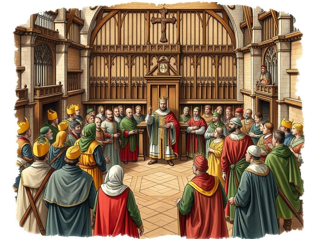 Illustration of the English Parliament during the Hundred Years' War period