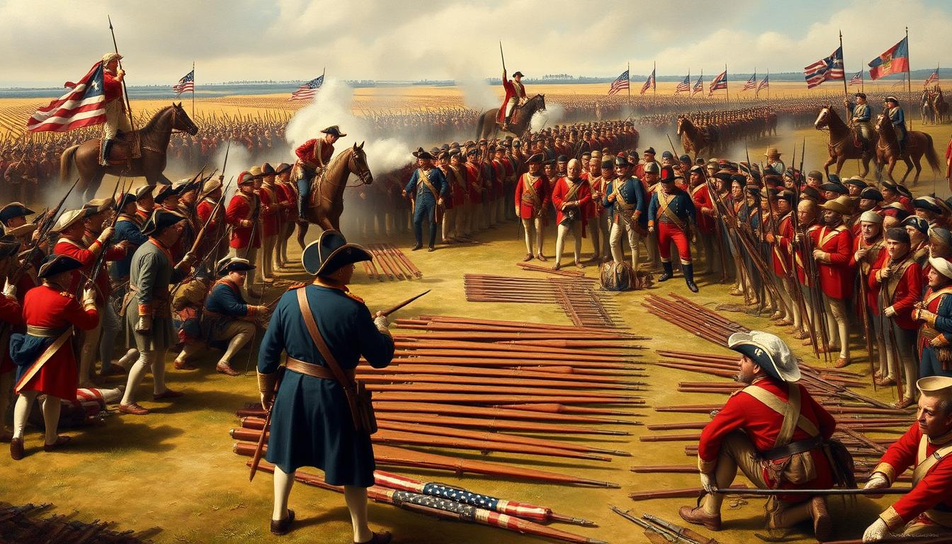 Surrender at Yorktown showing the culmination of America's fight against British rule