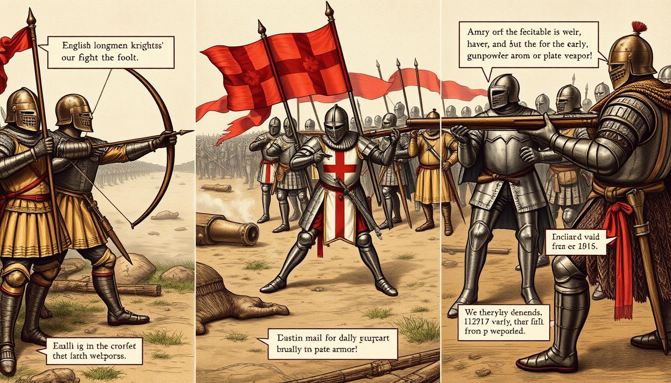 Evolution of military technology during the Hundred Years' War, from longbows to early cannon