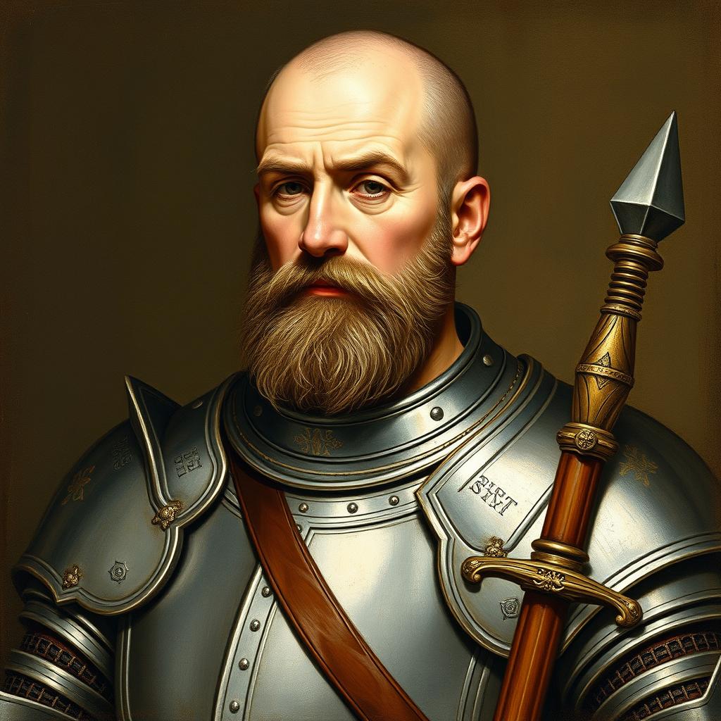 Portrait of Bertrand du Guesclin in armor as Constable of France