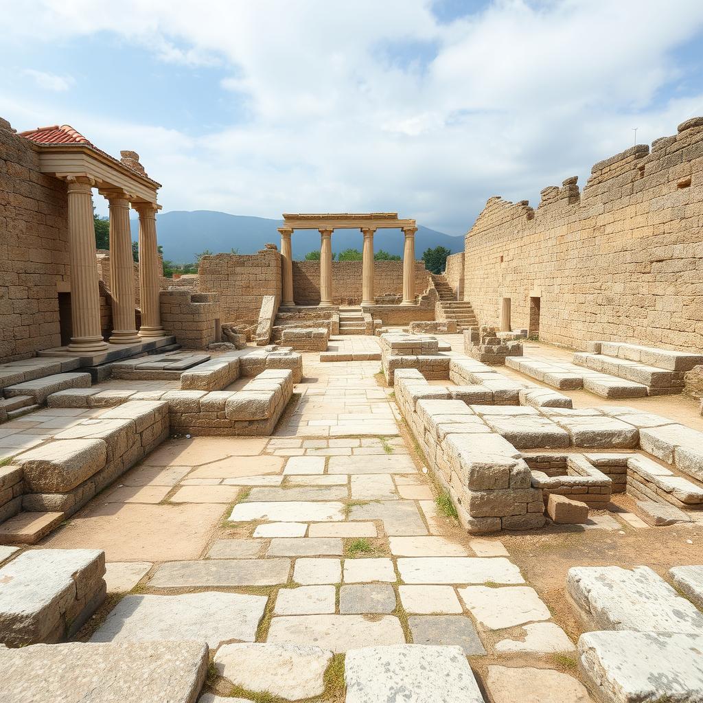 Ancient Macedonian palace ruins at Pella, capital of the Antigonid kingdom